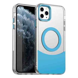 For iPhone 11 Pro Max Color Blocking Series MagSafe Magnetic PC Hybrid TPU Phone Case(Blue)