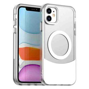 For iPhone 11 Color Blocking Series MagSafe Magnetic PC Hybrid TPU Phone Case(White)