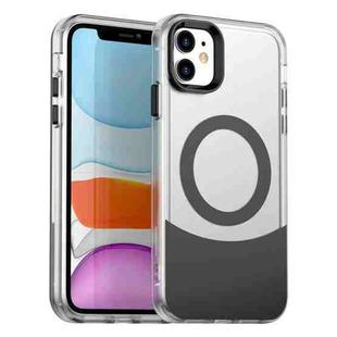 For iPhone 11 Color Blocking Series MagSafe Magnetic PC Hybrid TPU Phone Case(Black)