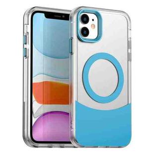 For iPhone 11 Color Blocking Series MagSafe Magnetic PC Hybrid TPU Phone Case(Blue)