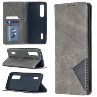 For OPPO Find X2 Pro Rhombus Texture Horizontal Flip Magnetic Leather Case with Holder & Card Slots(Grey)