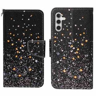 For Samsung Galaxy S25 5G Colored Drawing Pattern Leather Phone Case(Black Pentagram)