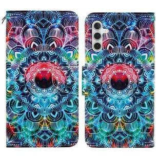 For Samsung Galaxy S25 5G Colored Drawing Pattern Leather Phone Case(Mandala)