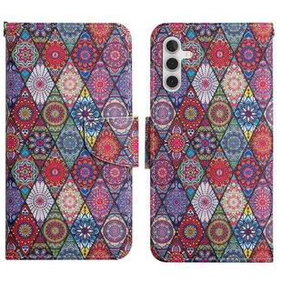 For Samsung Galaxy S25 5G Colored Drawing Pattern Leather Phone Case(Diamond Kaleidoscope)