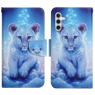 For Samsung Galaxy S25 5G Colored Drawing Pattern Leather Phone Case(Little Leopard)
