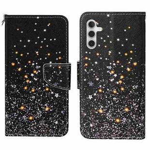 For Samsung Galaxy S25+ 5G Colored Drawing Pattern Leather Phone Case(Black Pentagram)