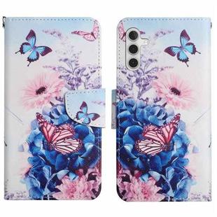 For Samsung Galaxy S25+ 5G Colored Drawing Pattern Leather Phone Case(Purple Butterfly)