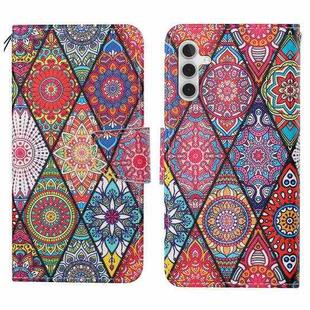 For Samsung Galaxy S25+ 5G Colored Drawing Pattern Leather Phone Case(Diamond Totem)