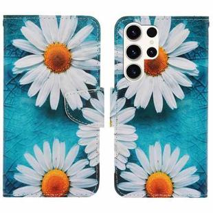 For Samsung Galaxy S25 Ultra 5G Colored Drawing Pattern Leather Phone Case(Daisy)