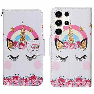 For Samsung Galaxy S25 Ultra 5G Colored Drawing Pattern Leather Phone Case(Crown)