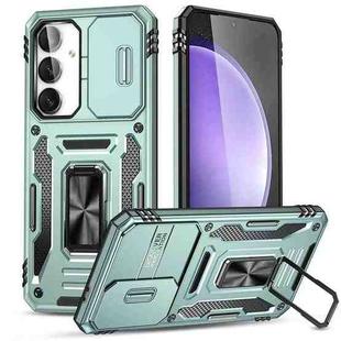 For Samsung Galaxy S24 FE 5G Armor PC Hybrid TPU Camera Shield Phone Case(Alpine Green)