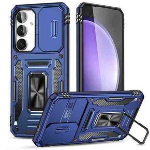 For Samsung Galaxy S24 FE 5G Armor PC Hybrid TPU Camera Shield Phone Case(Navy Blue)
