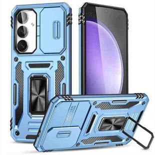 For Samsung Galaxy S24 FE 5G Armor PC Hybrid TPU Camera Shield Phone Case(Light Blue)