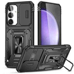 For Samsung Galaxy S24 FE 5G Armor PC Hybrid TPU Camera Shield Phone Case(Black)