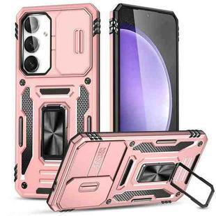 For Samsung Galaxy S24 FE 5G Armor PC Hybrid TPU Camera Shield Phone Case(Rose Gold)