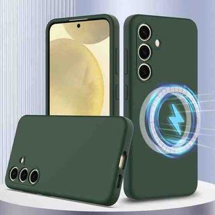 For Samsung Galaxy S24 FE 5G Shockproof Silicone Magsafe Phone Case(Dark Green)