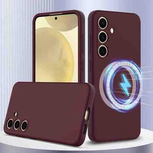 For Samsung Galaxy S24 5G Shockproof Silicone Magsafe Phone Case(Plum Color)