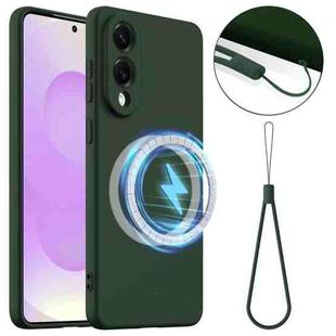 For Samsung Galaxy S25 Edge 5G Shockproof Silicone Magsafe Phone Case(Dark Green)