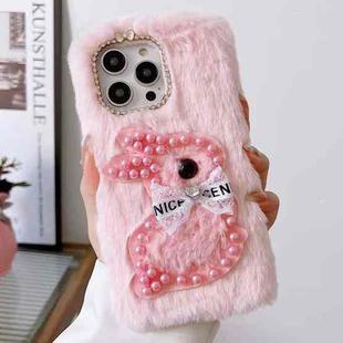 For iPhone 12 Pro Max Pearl Rabbit Plush TPU Phone Case(Pink)