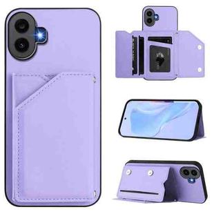 For Nothing CMF Phone 1 Skin Feel Four Card Slots Phone Case with Wrist Strap(Purple)