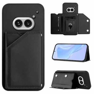 For Nothing Phone 2a Skin Feel Four Card Slots Phone Case with Wrist Strap(Black)