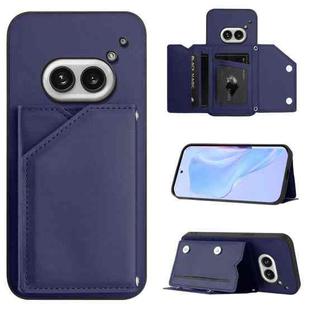 For Nothing Phone 2a Skin Feel Four Card Slots Phone Case with Wrist Strap(Blue)