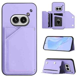 For Nothing Phone 2a Skin Feel Four Card Slots Phone Case with Wrist Strap(Purple)