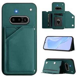 For Nothing Phone 3a Skin Feel Four Card Slots Phone Case with Wrist Strap(Green)
