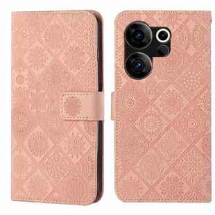 For Tecno Camon 20 Premier Ethnic Style Embossed Pattern Leather Phone Case(Pink)