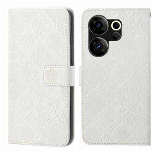 For Tecno Camon 20 Premier Ethnic Style Embossed Pattern Leather Phone Case(White)