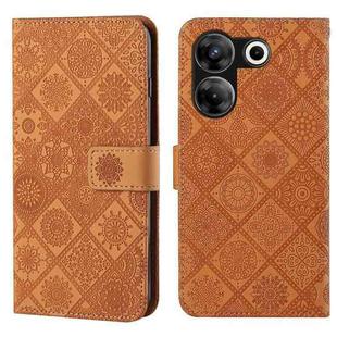 For Tecno Camon 20 Pro 5G Ethnic Style Embossed Pattern Leather Phone Case(Brown)