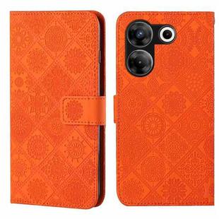 For Tecno Camon 20 Pro 5G Ethnic Style Embossed Pattern Leather Phone Case(Orange)