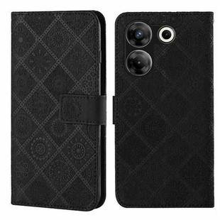 For Tecno Camon 20 Pro 5G Ethnic Style Embossed Pattern Leather Phone Case(Black)