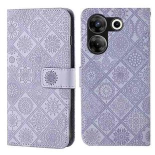 For Tecno Camon 20 Pro 5G Ethnic Style Embossed Pattern Leather Phone Case(Purple)