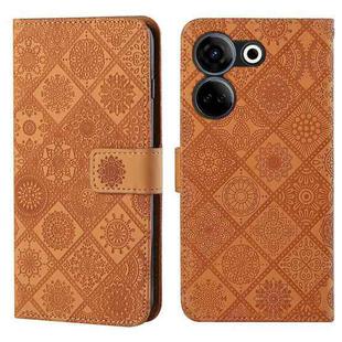 For Tecno Camon 20 / 20 Pro Ethnic Style Embossed Pattern Leather Phone Case(Brown)