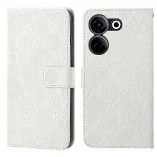 For Tecno Camon 20 / 20 Pro Ethnic Style Embossed Pattern Leather Phone Case(White)