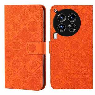 For Tecno Camon 30 4G / 5G Ethnic Style Embossed Pattern Leather Phone Case(Orange)