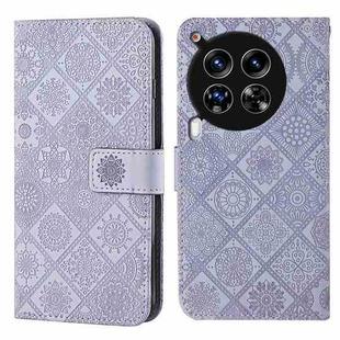 For Tecno Camon 30 4G / 5G Ethnic Style Embossed Pattern Leather Phone Case(Purple)