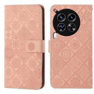 For Tecno Camon 30 Premier Ethnic Style Embossed Pattern Leather Phone Case(Pink)