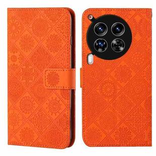 For Tecno Camon 30 Premier Ethnic Style Embossed Pattern Leather Phone Case(Orange)