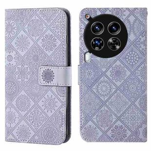 For Tecno Camon 30 Premier Ethnic Style Embossed Pattern Leather Phone Case(Purple)