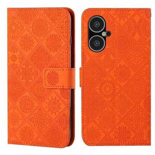 For Tecno Pova Neo 3 Ethnic Style Embossed Pattern Leather Phone Case(Orange)