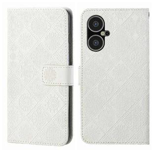 For Tecno Pova Neo 3 Ethnic Style Embossed Pattern Leather Phone Case(White)