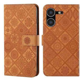 For Tecno Pova 5 Ethnic Style Embossed Pattern Leather Phone Case(Brown)