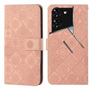 For Tecno Pova 5 Pro Ethnic Style Embossed Pattern Leather Phone Case(Pink)