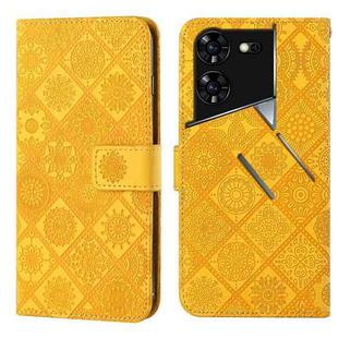 For Tecno Pova 5 Pro Ethnic Style Embossed Pattern Leather Phone Case(Yellow)