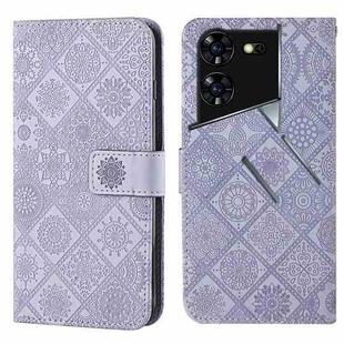 For Tecno Pova 5 Pro Ethnic Style Embossed Pattern Leather Phone Case(Purple)