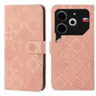 For Tecno Pova 6 Neo Ethnic Style Embossed Pattern Leather Phone Case(Pink)