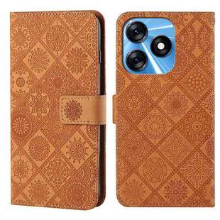 For Tecno Spark 10 / Spark 10C Ethnic Style Embossed Pattern Leather Phone Case(Brown)