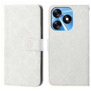 For Tecno Spark 10 / Spark 10C Ethnic Style Embossed Pattern Leather Phone Case(White)